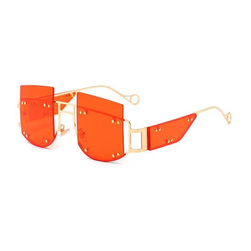 Trendy Oversized Square Sunglasses with Alloy Rivets - UV400 Protection - Lucid Fantasy 