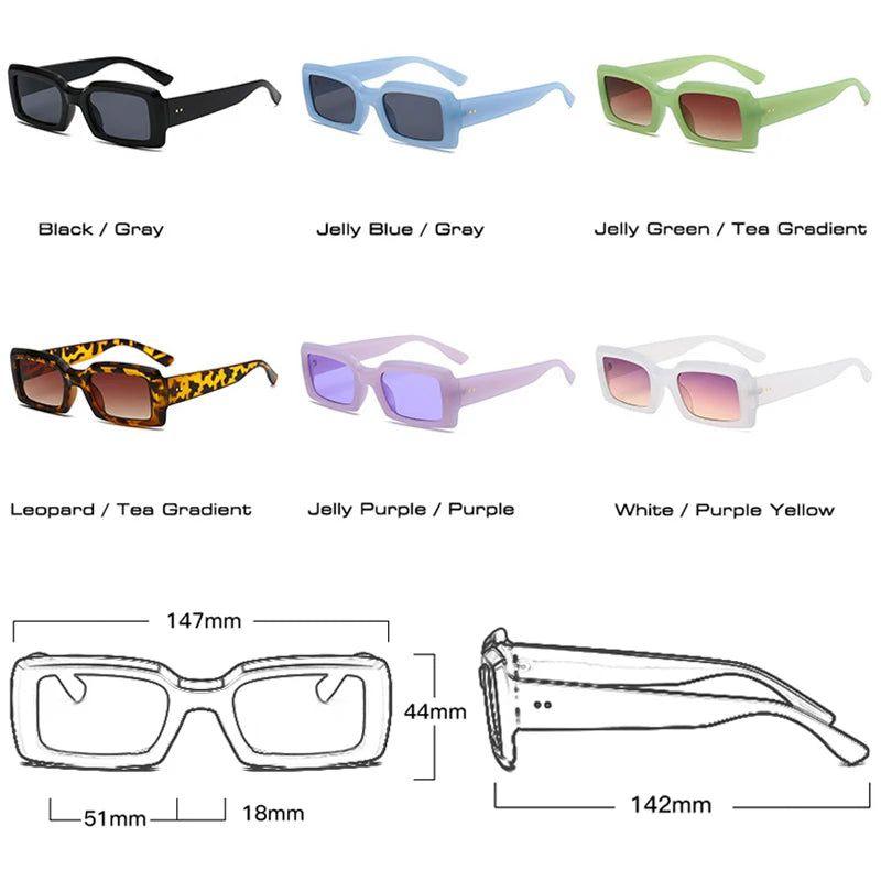 Trendy Retro Jelly Color Rectangle Sunglasses with UV400 Protection - Lucid Fantasy 