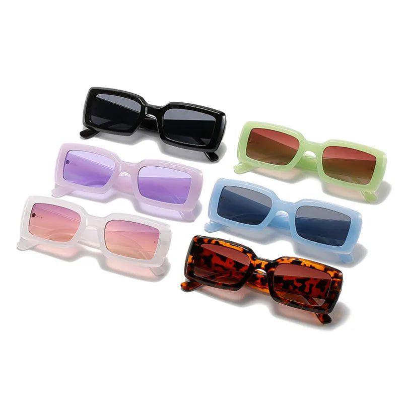 Trendy Retro Jelly Color Rectangle Sunglasses with UV400 Protection - Lucid Fantasy 