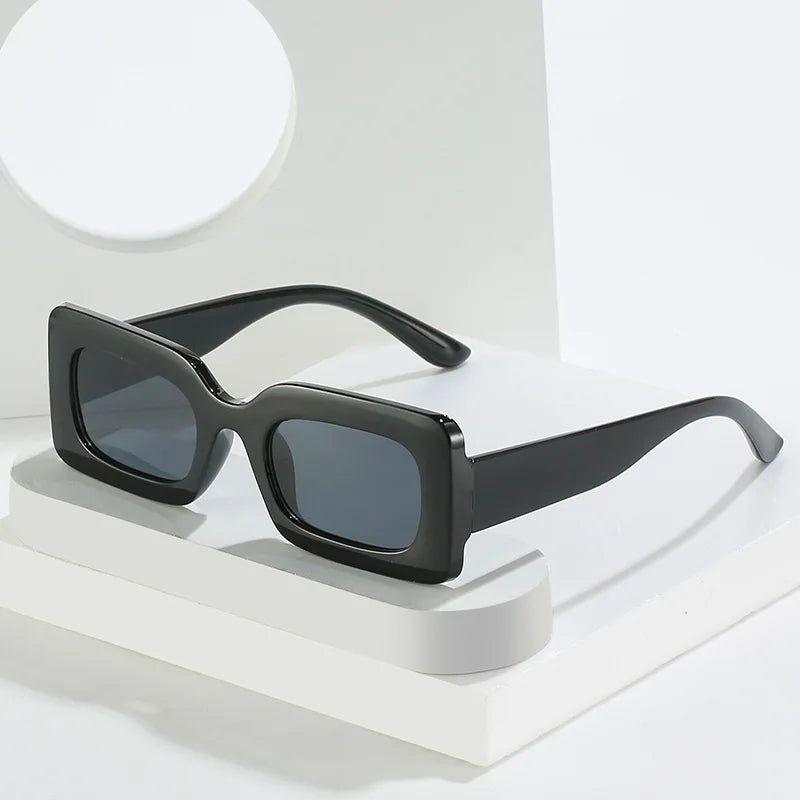 Trendy Retro Rectangle Jelly Sunglasses with Gradient Lenses and UV400 Protection - Lucid Fantasy 