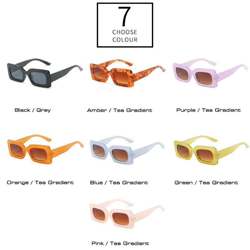 Trendy Retro Rectangle Jelly Sunglasses with Gradient Lenses and UV400 Protection - Lucid Fantasy 