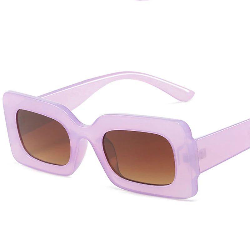 Trendy Retro Rectangle Jelly Sunglasses with Gradient Lenses and UV400 Protection - Lucid Fantasy 