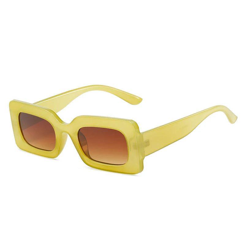 Trendy Retro Rectangle Jelly Sunglasses with Gradient Lenses and UV400 Protection - Lucid Fantasy 