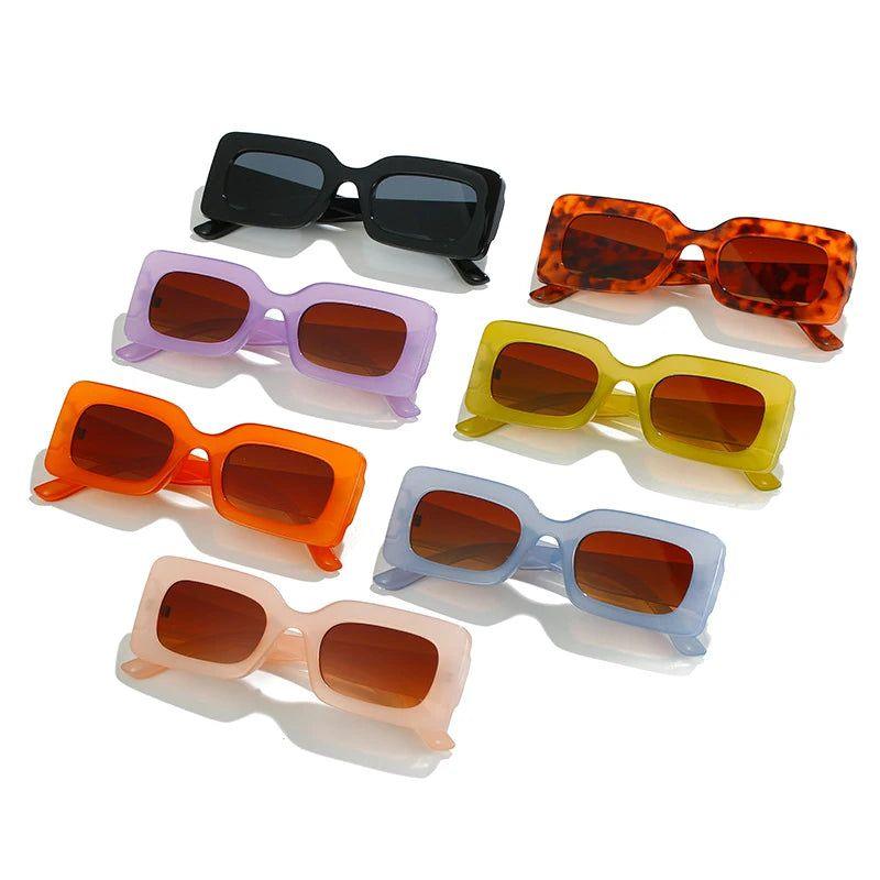 Trendy Retro Rectangle Jelly Sunglasses with Gradient Lenses and UV400 Protection - Lucid Fantasy 