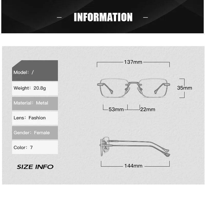 Trendy Rimless Rectangle Sunglasses with UV400 Protection - Fashionable Shades for Eye Safety - Lucid Fantasy 