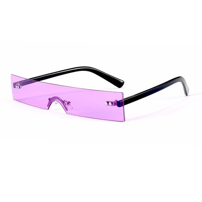 Trendy Rimless Rectangle Sunglasses with UV400 Protection - Lucid Fantasy 