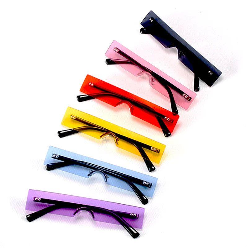 Trendy Rimless Rectangle Sunglasses with UV400 Protection - Lucid Fantasy 