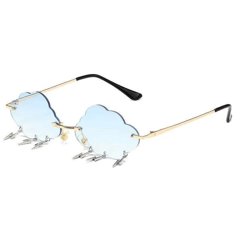 Trendy Rimless Sunglasses with Cloud and Lightning Tassel Design - UV400 Protection in Candy Colors - Lucid Fantasy 