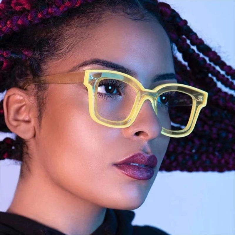 Trendy Square Candy-Colored Anti-Blue Light Glasses with Stylish Frames - Lucid Fantasy 