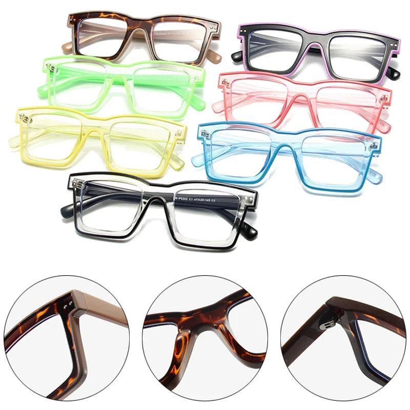 Trendy Square Candy-Colored Anti-Blue Light Glasses with Stylish Frames - Lucid Fantasy 