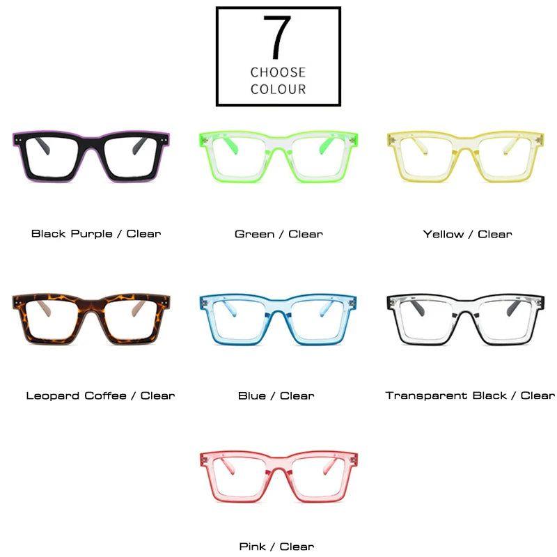 Trendy Square Candy-Colored Anti-Blue Light Glasses with Stylish Frames - Lucid Fantasy 