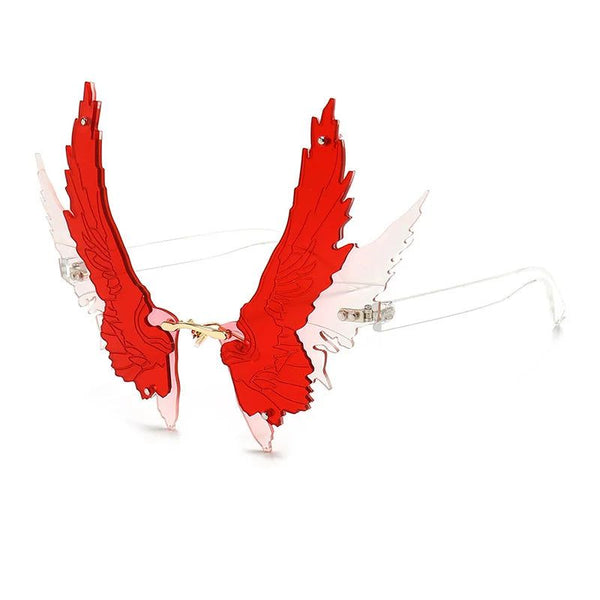 Unique Design Oversize Angel Wings Sunglasses Fashion Eagle Wing Rimless Shades UV400-Lucid Fantasy