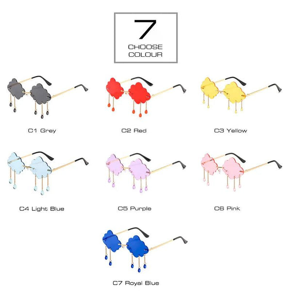 Unique Rimless Rainy Cloud Sunglasses Fashion Chain Tassel Shades UV400-Lucid Fantasy