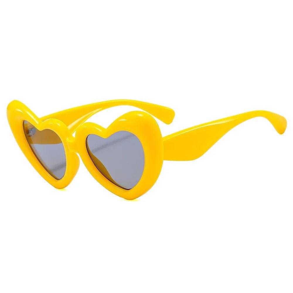 Vibrant Candy Pink Heart-Shaped Sunglasses - Trendy Y2K Retro Eyewear with UV400 Protection - Lucid Fantasy 