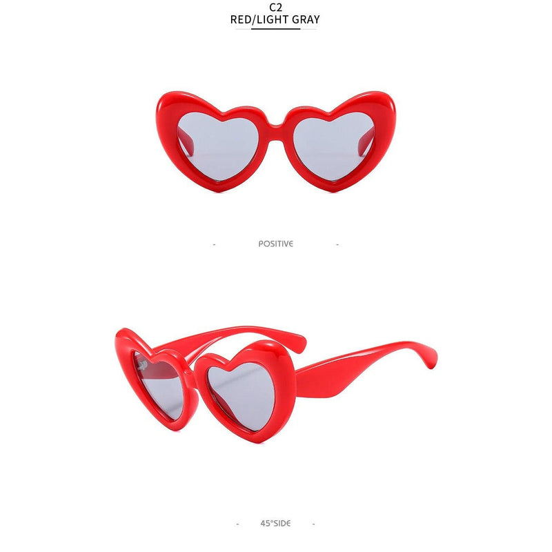 Vibrant Candy Pink Heart-Shaped Sunglasses - Trendy Y2K Retro Eyewear with UV400 Protection - Lucid Fantasy 