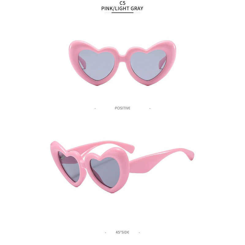 Vibrant Candy Pink Heart-Shaped Sunglasses - Trendy Y2K Retro Eyewear with UV400 Protection - Lucid Fantasy 