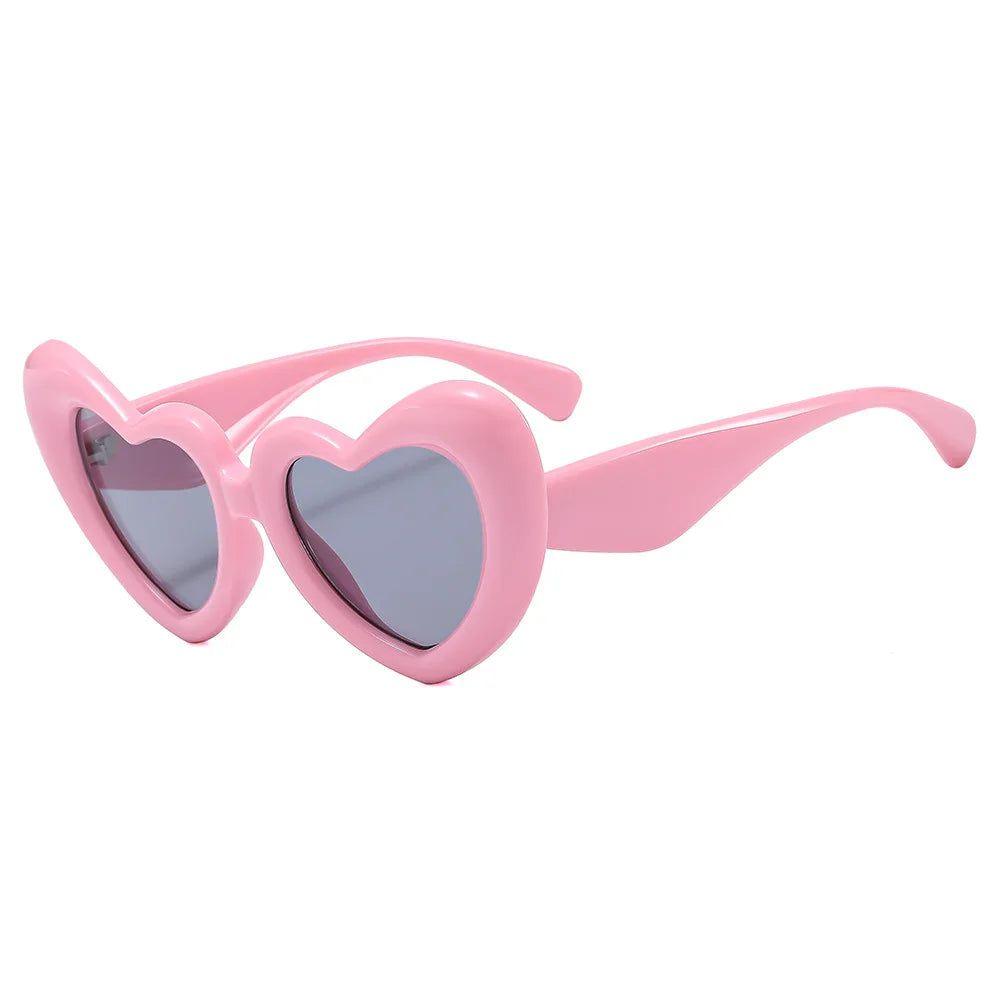 Vibrant Candy Pink Heart-Shaped Sunglasses - Trendy Y2K Retro Eyewear with UV400 Protection - Lucid Fantasy 