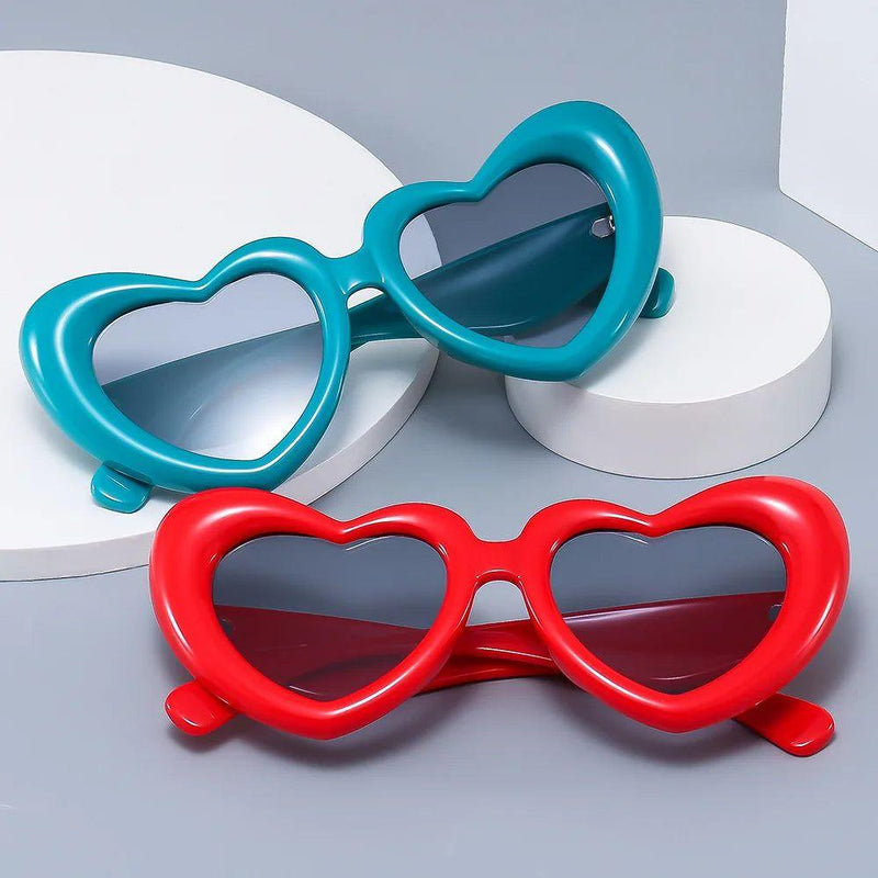 Vibrant Candy Pink Heart-Shaped Sunglasses - Trendy Y2K Retro Eyewear with UV400 Protection - Lucid Fantasy 