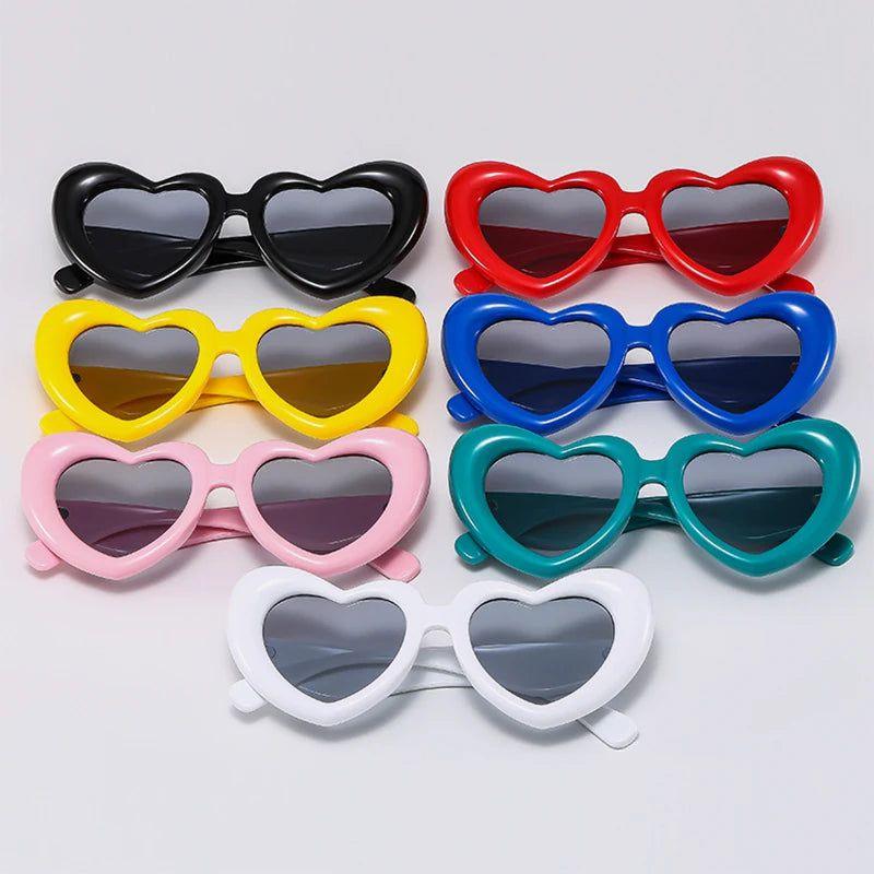 Vibrant Candy Pink Heart-Shaped Sunglasses - Trendy Y2K Retro Eyewear with UV400 Protection - Lucid Fantasy 