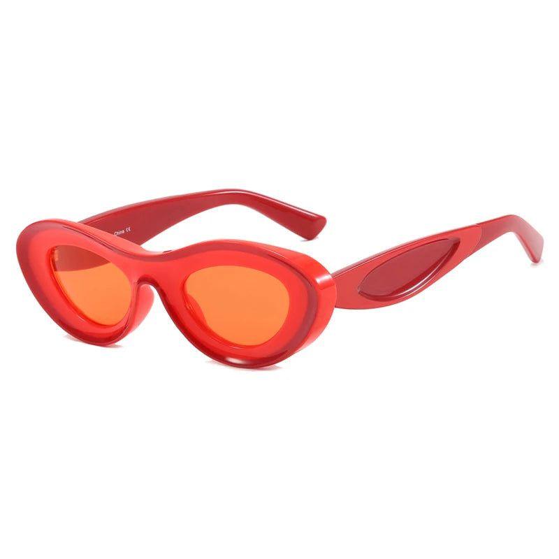 Vibrant Cat Eye Sport Sunglasses with UV400 Protection - Small Oval Chunky Frame - Lucid Fantasy 