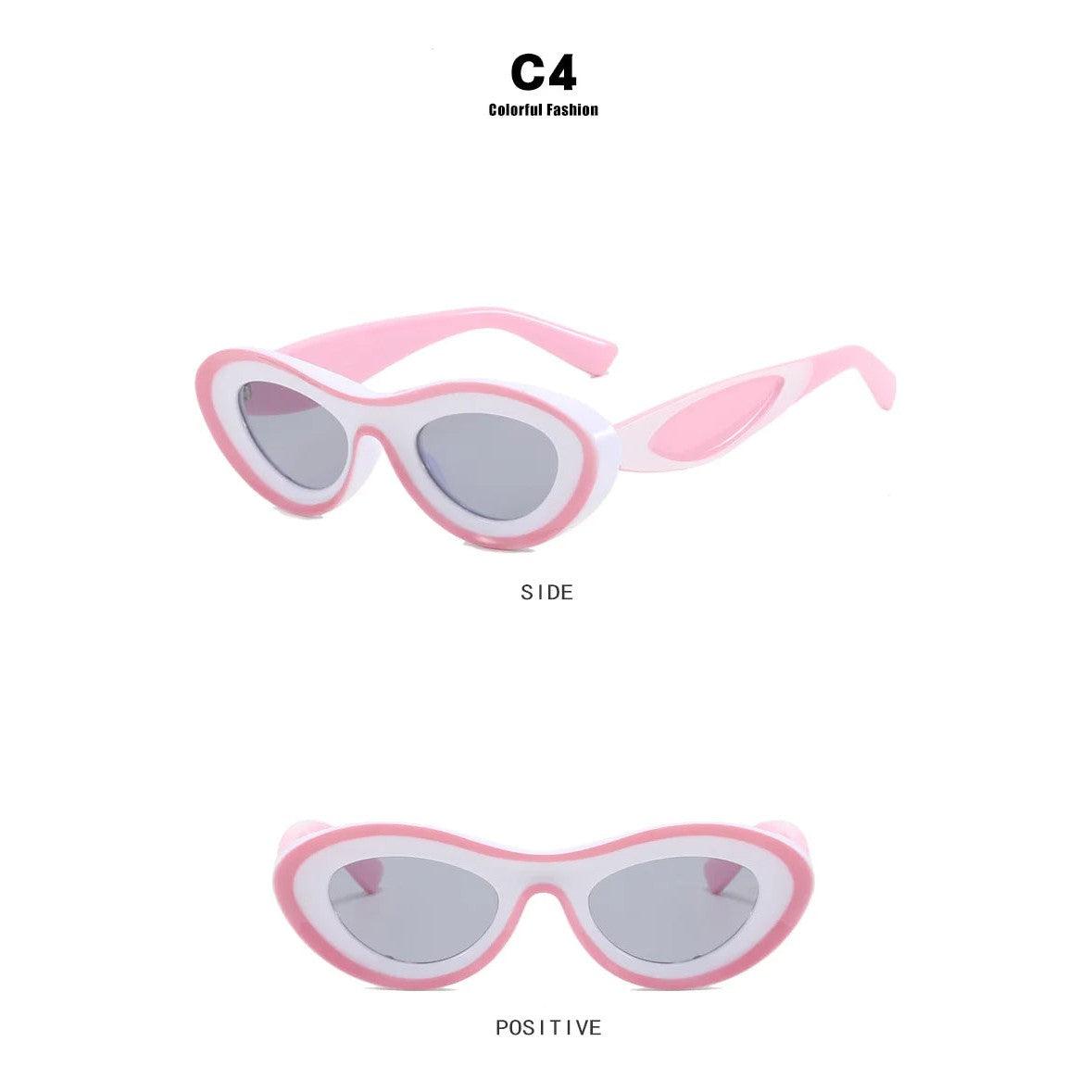 Vibrant Cat Eye Sport Sunglasses with UV400 Protection - Small Oval Chunky Frame - Lucid Fantasy 