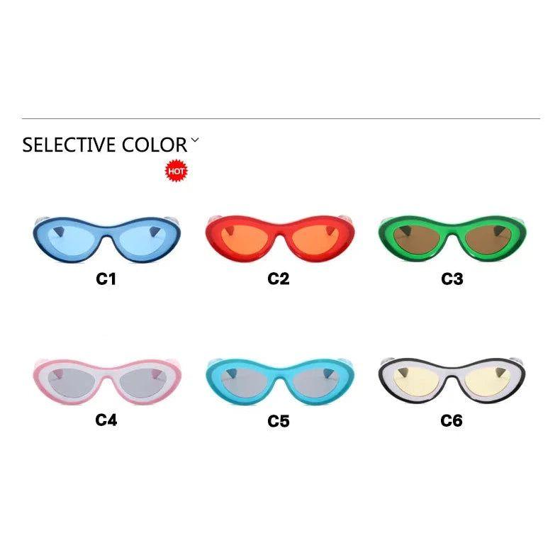 Vibrant Cat Eye Sport Sunglasses with UV400 Protection - Small Oval Chunky Frame - Lucid Fantasy 