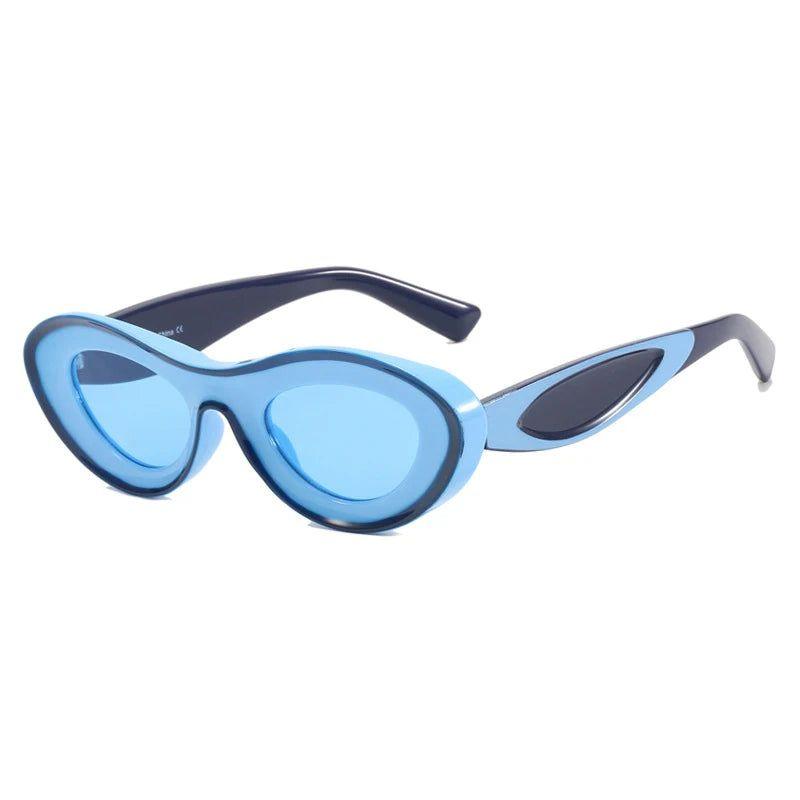 Vibrant Cat Eye Sport Sunglasses with UV400 Protection - Small Oval Chunky Frame - Lucid Fantasy 