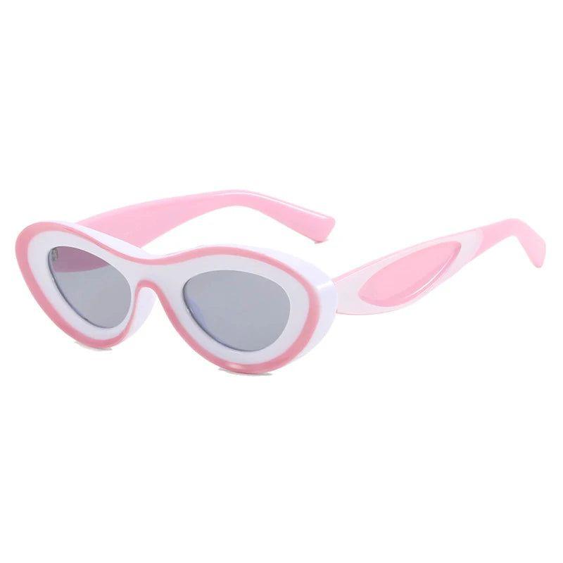 Vibrant Cat Eye Sport Sunglasses with UV400 Protection - Small Oval Chunky Frame - Lucid Fantasy 