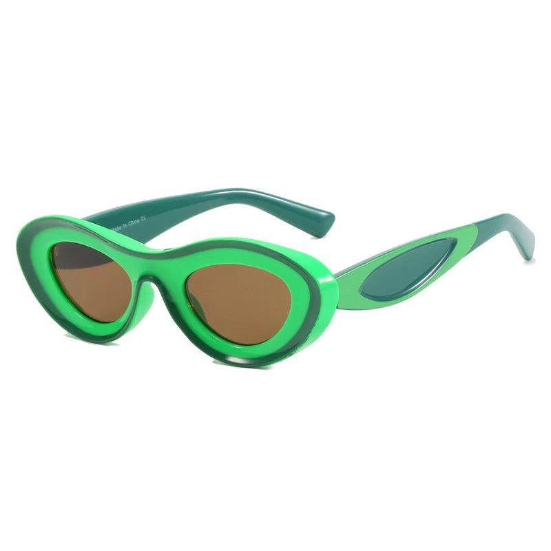 Vibrant Cat Eye Sport Sunglasses with UV400 Protection - Small Oval Chunky Frame - Lucid Fantasy 