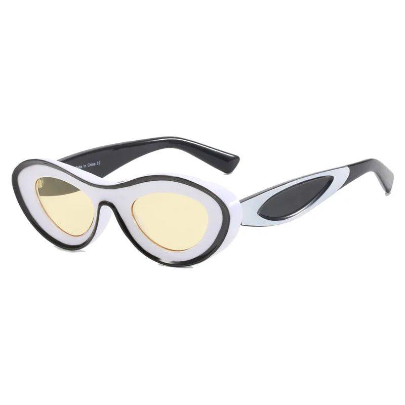 Vibrant Cat Eye Sport Sunglasses with UV400 Protection - Small Oval Chunky Frame - Lucid Fantasy 