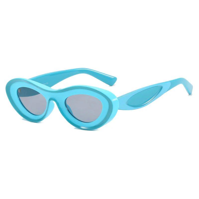 Vibrant Cat Eye Sport Sunglasses with UV400 Protection - Small Oval Chunky Frame - Lucid Fantasy 