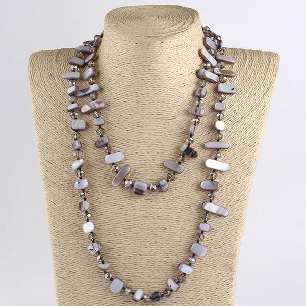 Vibrant Color Long Stand Natural Shell Knotted Bead Statement Necklace