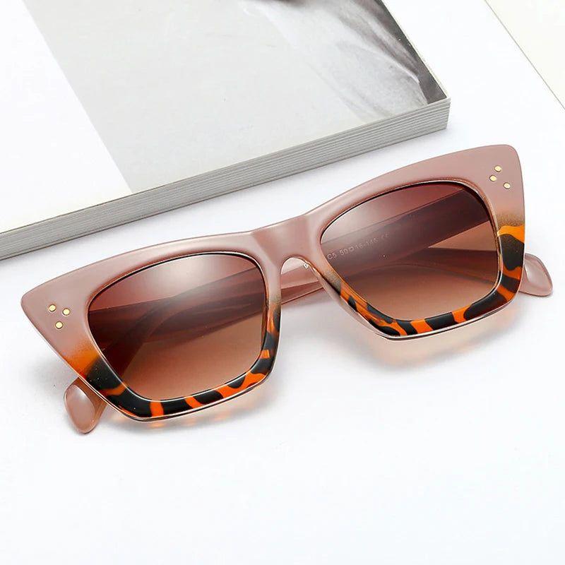 Vibrant Retro Cat Eye Sunglasses with Stylish Rivets and UV400 Protection - Lucid Fantasy 