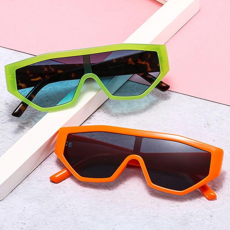 Vibrant Retro Cat Eye Sunglasses with UV400 Protection - Stylish One-Piece Shades - Lucid Fantasy 