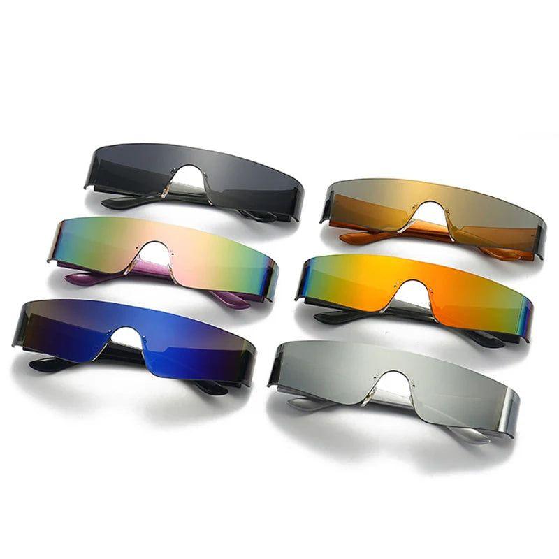 Vibrant Retro One Piece Sunglasses - Stylish UV400 Mirror Shades for Sports and Driving - Lucid Fantasy 