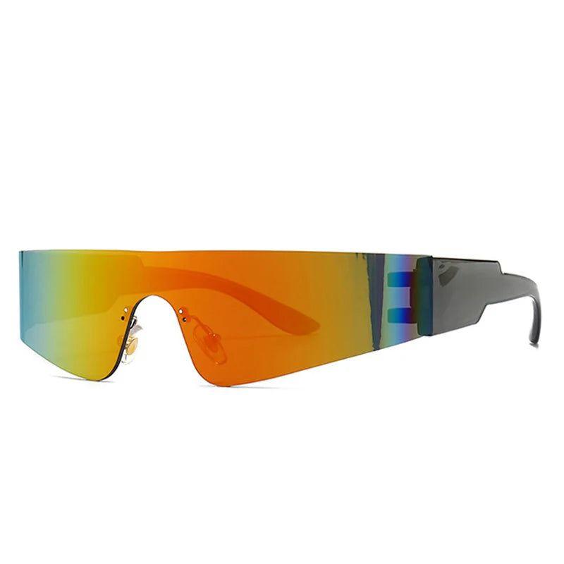 Vibrant Retro One Piece Sunglasses - Stylish UV400 Mirror Shades for Sports and Driving - Lucid Fantasy 