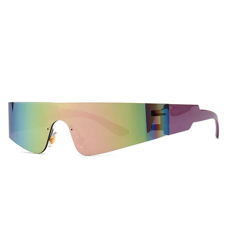 Vibrant Retro One Piece Sunglasses - Stylish UV400 Mirror Shades for Sports and Driving - Lucid Fantasy 