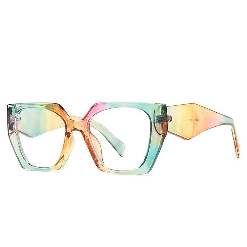 Vibrant Retro Polygon Cat Eye Sunglasses with UV400 Protection - Lucid Fantasy 