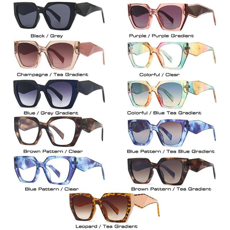 Vibrant Retro Polygon Cat Eye Sunglasses with UV400 Protection - Lucid Fantasy 