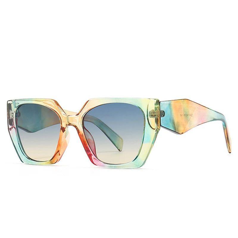 Vibrant Retro Polygon Cat Eye Sunglasses with UV400 Protection - Lucid Fantasy 