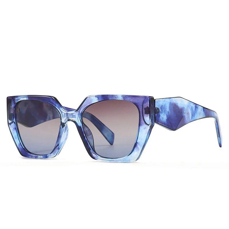 Vibrant Retro Polygon Cat Eye Sunglasses with UV400 Protection - Lucid Fantasy 