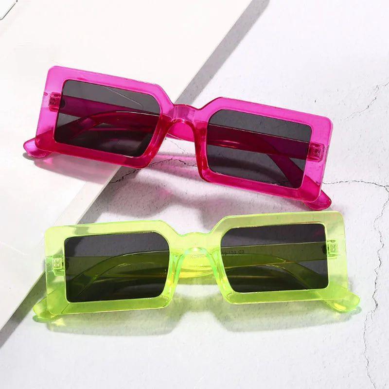 Vibrant Retro Rectangle Sunglasses with UV400 Protection - Lucid Fantasy 