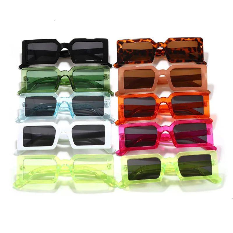 Vibrant Retro Rectangle Sunglasses with UV400 Protection - Lucid Fantasy 