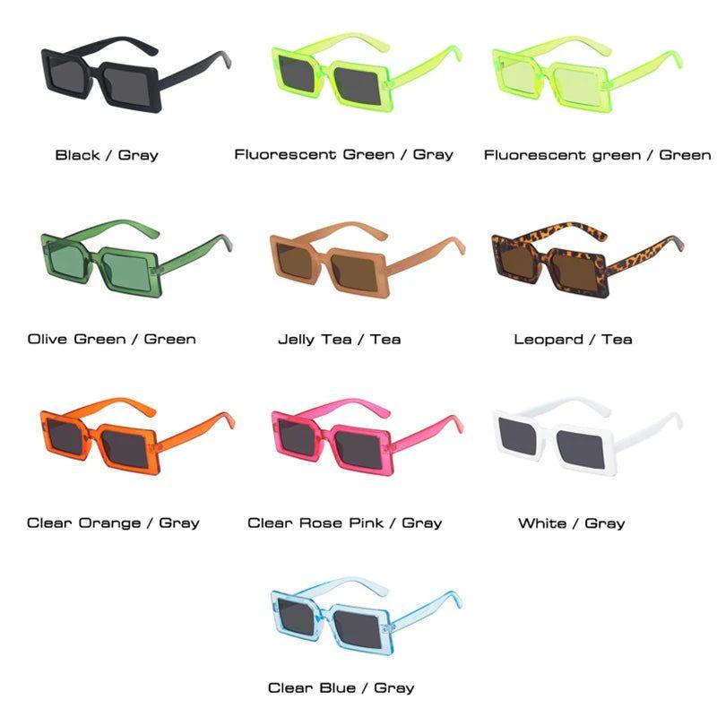 Vibrant Retro Rectangle Sunglasses with UV400 Protection - Lucid Fantasy 