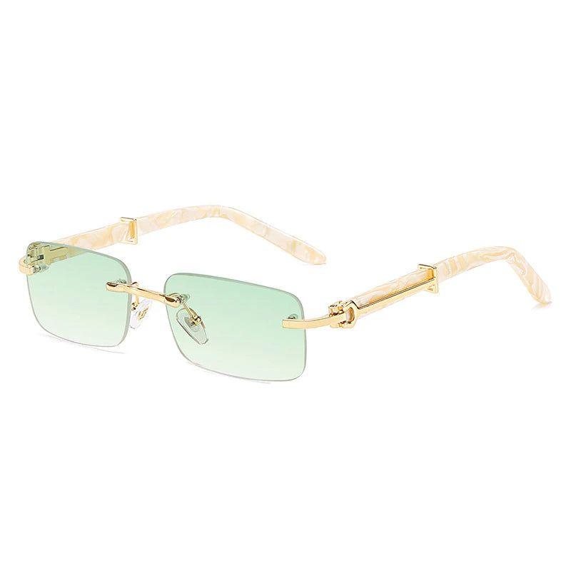 Vibrant Rimless Hip Hop Sunglasses in Pink, Blue, and Green – Fashion-Forward Square Shades - Lucid Fantasy 