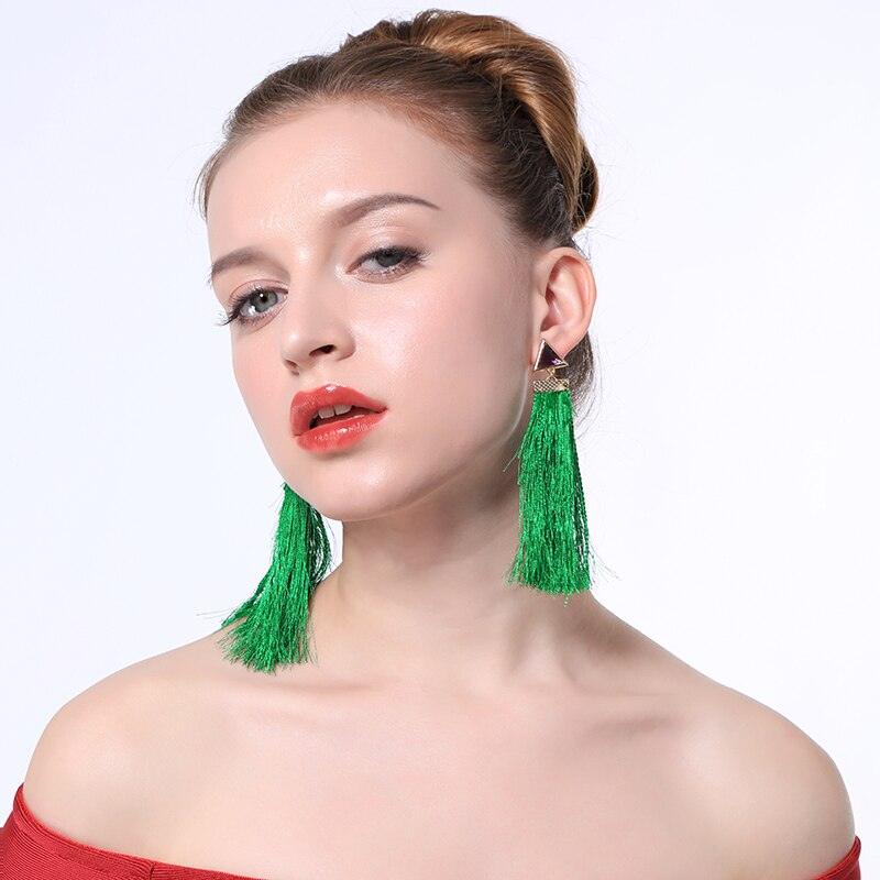 Vibrant Triangle Resin and Cotton Thread Tassel BOHO Earrings - Lucid Fantasy 