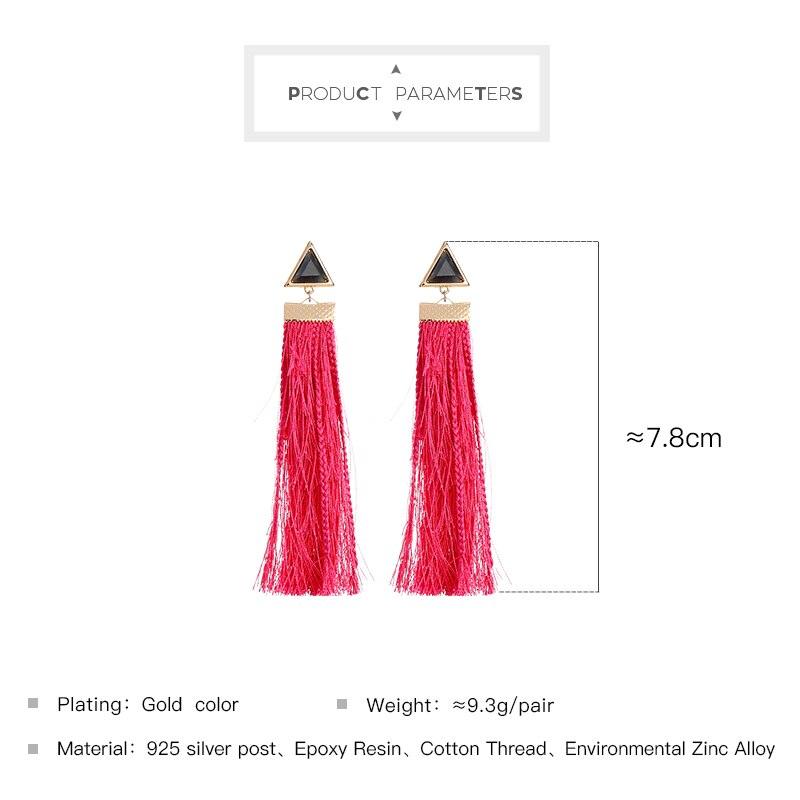 Vibrant Triangle Resin and Cotton Thread Tassel BOHO Earrings - Lucid Fantasy 