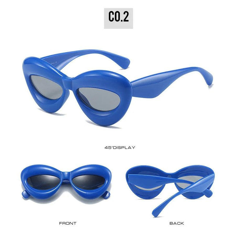 Vibrant Y2K Chunky Sunglasses with Yellow-Blue Gradient Lenses - UV400 Protection Hip Hop Shades - Lucid Fantasy 