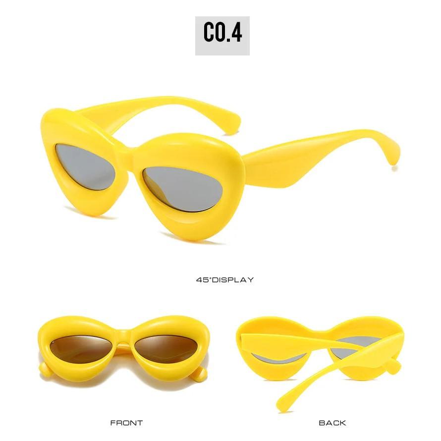 Vibrant Y2K Chunky Sunglasses with Yellow-Blue Gradient Lenses - UV400 Protection Hip Hop Shades - Lucid Fantasy 