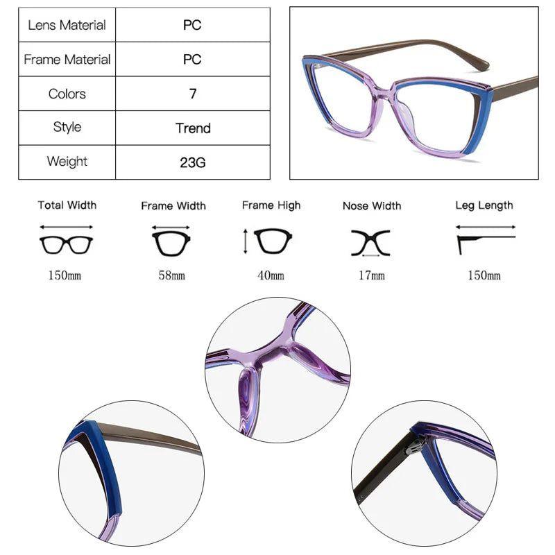 Vintage Cat Eye Dual-Tone Blue Light Blocking Glasses with Clear Lenses - Lucid Fantasy 